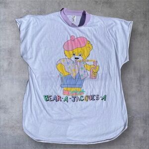 Vintage 80s Women's Night Shirt Bear-A-Jacques-A Sleep Shirt